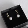 Ohrringe Y Kette aus reinem Gold, Perlenanhänger, Hochzeit, schimmernder Perlenschmuck mit hohem Kohlenstoffgehalt, Geschenk für Frauen
