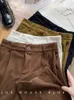 Vintage taille haute pantalon en velours côtelé printemps automne droit casual pleine longueur pantalon mode coréenne tout Match pantalon noir 240109