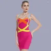Sıradan elbiseler spagetti kayış bandaj elbisesi kadınlar seksi şerit renkli kalça yaz 2024 ince mini etek moda parti vestidos bodycon