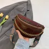 Heuptassen Borsttas voor damesmode en vrije tijd Winter Nieuwe geruite crossbodytas met kettingontwerp en kleine geurige heuptas