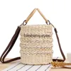 Shoulder Bags New natural shell bucket woven bag Japanese and Korean hand carry messenger dual-purpose str bag casual women's bagblieberryeyes