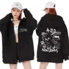 Korean stil jeans hoodies kanin kawaii grafisk dragkedja tröjor kpop söt hoodie män kvinnor y2k casual zip up jacka 240110