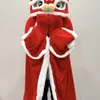 Cartoon Chinese Red Lion Year Christmas Cloak Hoodie Blanket Flannel Hooded With Hat Glove Wearable Warm Kids Cosplay Gift 240109