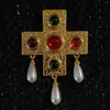 Broscher färgad glasyr korsbrosch stift lyxig vintage smycken tillbehör kvinnors fest gåvor