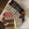 Retro estilo americano café ~ versão coreana grossa listrada imitação de vison meias de pelúcia para meias femininas quentes ins empilhar meias grossas