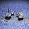 Quke Real Square Stud earrings 05ct 1Ct D Color VVS1 Pure 925 Sterling Silver for Wedendy Fine Jewelry EA014 240109