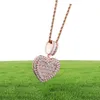 Collier de coeur de créateur pour hommes bijoux hip hop glacé out le pendentif diamant clamshell po