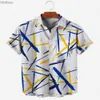 T-shirty męskie Haiian 3D Malarstwo olejne geometryczne drukowanie krótkiego rękawu na modne ubrania męskie na plażę wakacyjna swoboda koszuli240110