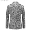 Men's Suits Blazers Silver Sequin Suit Jacket Men's Fashion Slim Dress Coat Wedding Party Print Jaqueta Gold Green Blue Terno Masculino M-5XL 6XL T240110