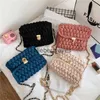 Shoulder Bags Handmade Woven Women's Crossbody Bags Thread Hook Knitted Shoulder Bag Colorful Strip Chains Bags for Women Small Purses 2021blieberryeyes