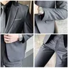 Boutique Solid Color Men's Casual Office Business Suit Three and Two Piece Set Groom Wedding Dress Blazer Waistcoat Trousers 240110