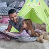 Washable Play Tent Children Foldbara tipi tält utomhusbarn Canvas Triangle Playhouse Little Beach Teepee Party Room Decor 240109