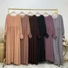 Abbigliamento etnico Ramadan Abito Abaya in un pezzo Polsino elastico da polso Abiti lunghi da preghiera modesti Abaya con cerniera frontale per le donne Dubai islamico