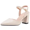 Sandaler Liten storlek 31-43 Kvinnor Skor block Hälen Point Toe High Heels Summer Woman