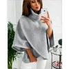 Casual Basic Pullover Cloak for Women High Collar Lose Cape Shawls for Women Solid Batwing Sleeve Winter Shawl Kobieta 240110