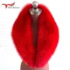 100% Real Fox Fur Collar Women Fashion Autumn Winter Warm Shawl Stor storlek Neck Warmer Päls Scarf Scarves Jacket Coat Universal 240110