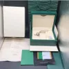 Luksusowy zielony z oryginalnym drewnianym rol zegarek ex box papiery papierowe pudełka na kartę