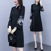 Sukienki swobodne tradycyjne chińskie rok zima wiosna Cheongsam Kobiety czerwony balck haft vintage mini sukienka qipao