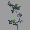 Decorative Flowers Blueberry Branch Artificial Fruit Simulation Plants Flower Arrangement DIY Berry Wedding Christmas Party Home Decoration