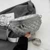 Elegante diamante treliça couro do plutônio corrente saco de cintura para mulheres linha de costura fanny pacote de cintura feminina crossbody saco de peito 240109