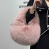 Totes Fashion Soft Plush Half Moon Bags for Women Designer Fluffy Faux Fur Lady Handbags Luxury Small Tote Female Winter Purses 2023stylishhandbagsstore