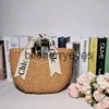 Totes Letter silk scarf hand-held str bag wild semi-circle woven women's rattan beach vacation photoblieberryeyes