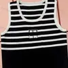 Sommer Frauen Halter Gestreifte Gestrickte Weste Sexy Kurze Ärmellose Tank Tops Bestickte Gedruckt Tops