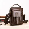 Brand Genuine Leather men's Crossbody Shoulder bag Vintage Cowhide Messenger Bag for male Small Casual handbag 240110