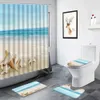 Shower Curtains Creative Window Ocean Landscape Trees Shower Curtains Beach Hawaii Scenery Bath Mat Non-slip Rugs Toilet Mats Bathroom Sets