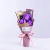 Fleurs décoratives Super belles 3 roses, Bouquet de savon, fleur de soleil, œillet, coffret cadeau pour la saint-valentin, 38 activités, petites