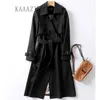 KAAAZI зимнее длинное платье-рубашка женское коричневое ветрозащитное пальто корейский плюс большой размер повседневная верхняя одежда утепленная мода 4XL 240109
