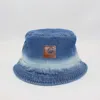 Chapeau de pêcheur tendance avec étiquette en cuir denim dégradé, nouveau