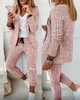 2024 Women's Two Piece Pants Casual Plaid Print Blazer Coat & Drawstring Set Autumn Women Work Wear Fashion Suit Sets Long Sleeve