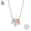 Hängen Sa Silvering Women Rose Gold Pendant Halsband Fina smycken Real 925 Sterling Silver Diamond Halsband för kvinnor