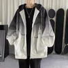 Homem Hoodie Gradiente Cardigan Hoodies para Homens Queda Solta Tops Design Sense Nicho Ins Tendência Jaqueta Com Capuz Moletom Zip Up 240110