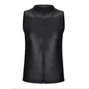 Men's Tank Tops Man Male Vests Leathe M-2XL Mens Nightclub PU Costume Vintage Faux Leather Zip Party Sleeveless Spandex Stage