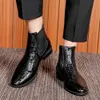 British Style White Men's Fashion High Top Leather Ankle Man Slip-On Pointed Toe Elegant Boots For Men