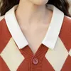 Sweater Vests Women Vintage Panelled Diamond Check Knitting Loose V-neck Preppy Student Chic All-match Female Autumn Winter Tops 240109