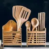 Storage kuchenne Bamboo Cutlery Rack Pafticks Cage Holder Organizer łyżka narzędzia do suszenia sztućców