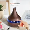 Humidifiers 300Ml Trasonic Aroma Diffuser Humidifier Wood Grain Mute Cool Mist Maker For Office Home Bedroom Essential Oil Drop Delive Otder