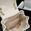 Handväska läder klassisk ryggsäck designer väskor kaviar hög kvalitet äkta tote 19 cm lyx hink plånbok grossistkedja guldton metall justerare lapptäcke