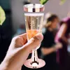 Plastic Champagne Flutes 4.5 Oz Gold Rim Glasses Disposable Clear Toasting Glasses Recyclable Cups for Wedding Party