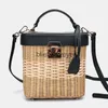 Borse a tracolla Borsa a tracolla monospalla da donna con cinturino in pelle Borsa a mano in rattan rotondo intrecciato naturale moda fatta a manoblieberryeyes