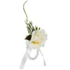 Dekorativa blommor Bröllopsolvbandsdukar Tyg Flower Pearl Rose Wristlet Bridesmaid Armband
