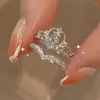 Cluster Ringe 2 stücke Einfache Kristall Zirkon Krone Für Frauen Mode Braut Hochzeit Party Schmuck Zarte Weibliche Verlobungsring Geschenke