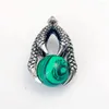 Pendentif Colliers Pierre Naturelle Malachite Dragon Griffe avec 15mm Big Gem Ball Perles Alliage Homme Femmes Collier Mode