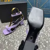 Patent Leather Sandals Purple Women's Summer Ankle-Strap Sandal Designer Shoes Kitten Heel Luxury Sexy Dress Shoes Open Toe Slips On Leather Upper Sole Metal Buckle