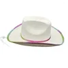 Berets Wide Brim Cowboy Hat Knight For Bachelorette Party Music Festival Heavy Crystal Club Stage Bar Po Props DXAA