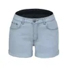 Shorts femininos verão jeans mulheres stretchy skinny high rise denim roll-up calças de cor sólida para senhoras