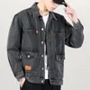 春と秋のデニムコート日本のブランドハイグレードマルチポケット作業服ゆるい大規模なメンズジャケット240109